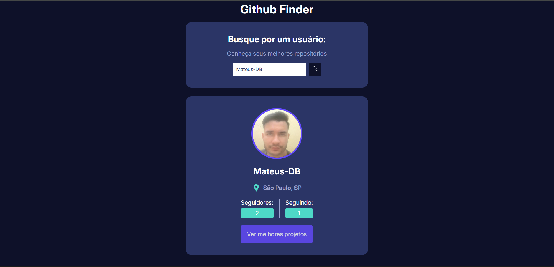 imagem do projeto github finder
